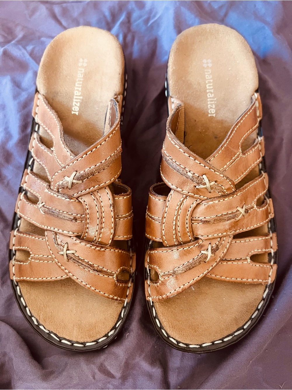 Naturalizer leather strappy sandals Teles light brown size 6